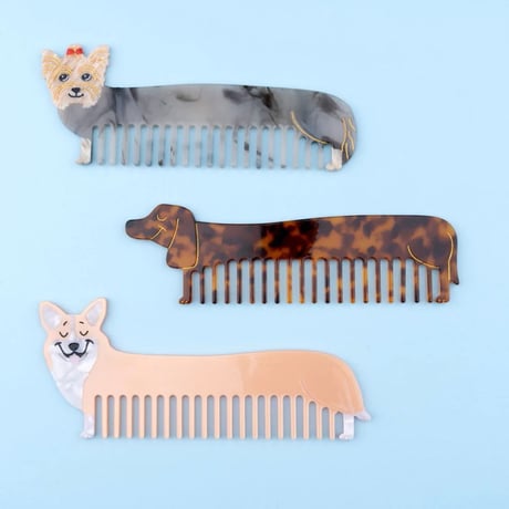 ククシュゼット 正規商品 ヘア くし ブラシ コーム かわいい フランス ギフト Coucou Suzette ダックス コーム Dachshund Comb ブラウン Brown