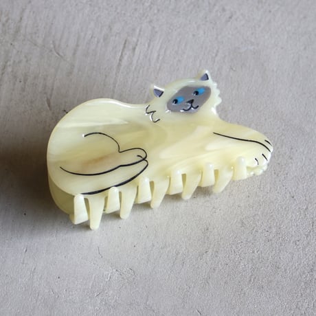 ククシュゼット 正規商品 ヘア アクセ クリップ かわいい 猫 シャム フランス Coucou Suzette  シャム猫 ヘア クロー ホワイト(siameseclaw)