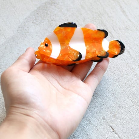 ククシュゼット 正規商品 ヘア アクセ クリップ かわいい 海 夏 魚 生き物 フランス Coucou Suzette カクレクマノミ ヘア クロー オレンジ(clownfishclaw)