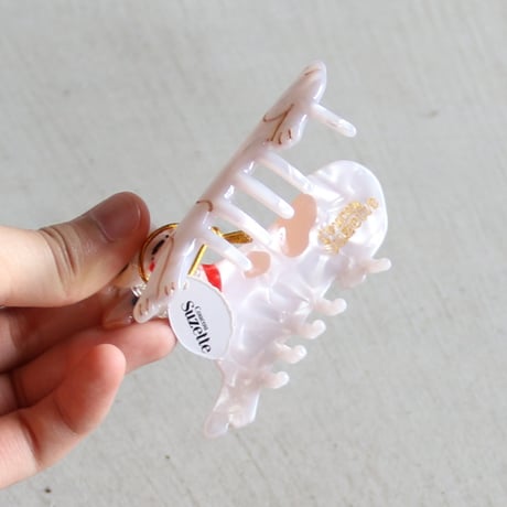 ククシュゼット 正規商品 ヘア アクセ クリップ 犬 ジャックラッセル ヘア クロー ホワイト×ベージュ (russelclaw)