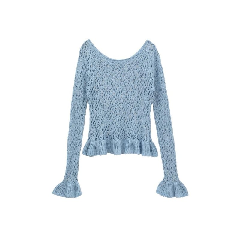 カットソー(長袖+七分) clane  BOAT NECK CROCHET KNIT TOPS CLANE / BOAT NECK CROCHET KNIT TOPS / 18106201