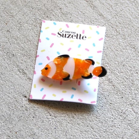 ククシュゼット 正規商品 ヘア アクセ クリップ ピン かわいい 海 夏 魚 Coucou Suzette カクレクマノミ ヘア クリップ オレンジ(clownfishclip)