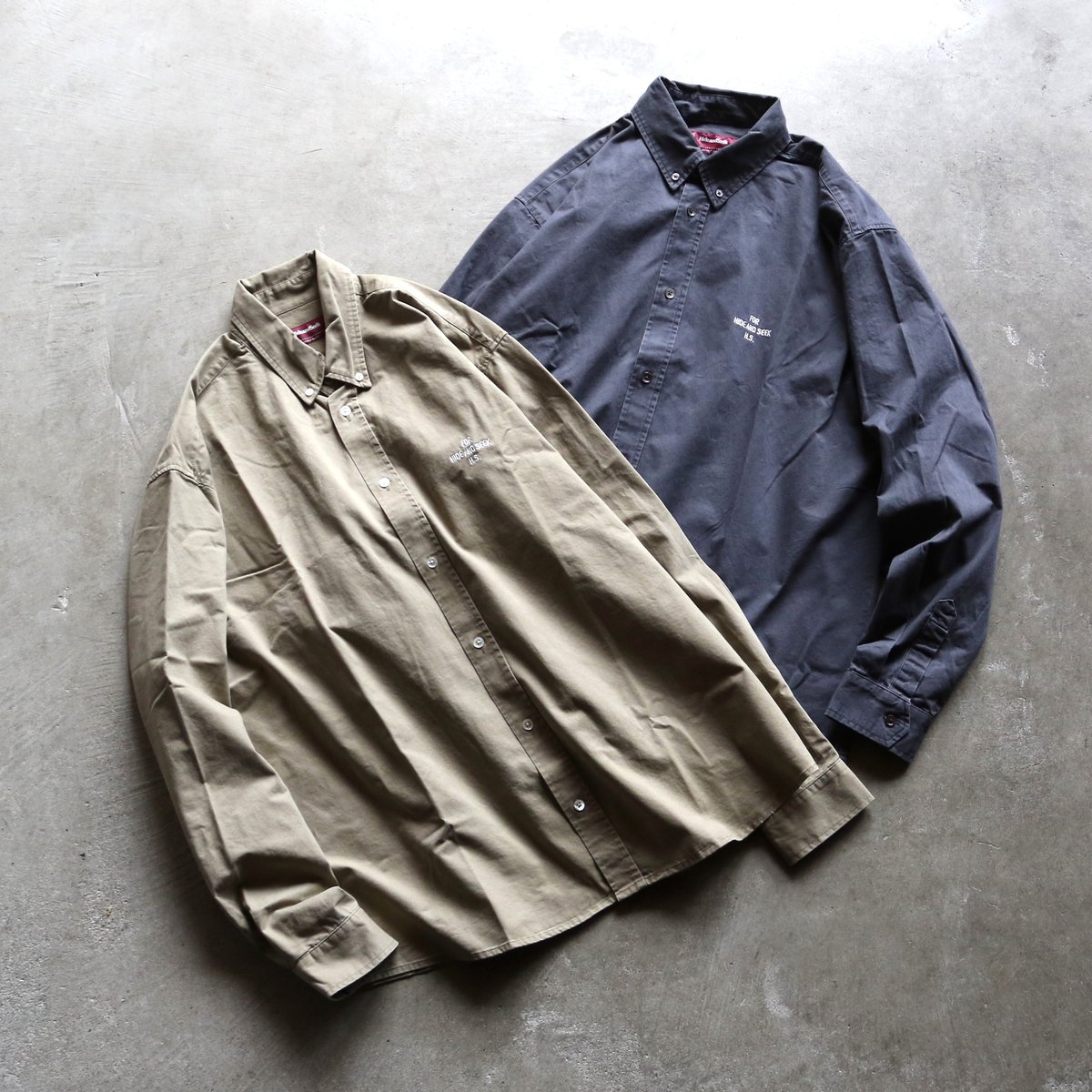 HIDEANDSEEK / B.D L/S Shirt（Washed） / HS-080425