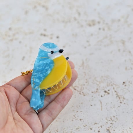 ククシュゼット 正規商品 ヘア アクセ クリップ かわいい 鳥 シジュウカラ フランス Coucou Suzette アオガラ ヘア クロー ブルー (bltiticlaw)