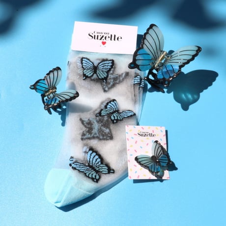 ククシュゼット 正規商品 ヘア アクセ クリップ 蝶 虫 かわいい ギフト Coucou Suzette 青色 蝶 ヘア クロー ブルー(blbutterflyclaw)