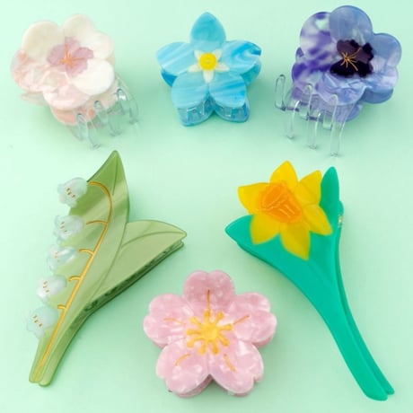 ククシュゼット 正規商品 ヘア アクセ クリップ かわいい 花 フランス Coucou Suzette パンジー ヘア クロー Pansy Hair Claw パープル (pupansyclaw)