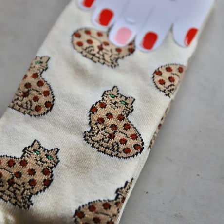 ククシュゼット 正規商品 靴下 レディース かわいい 猫 フランス クルー丈 Coucou Suzette ベンガル キャット ソックス Bengal Cat Socks アイボリー Ivory