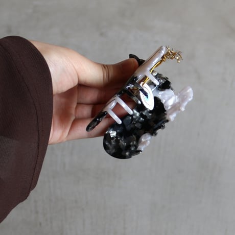 ククシュゼット 正規商品 ヘア アクセ クリップ 犬 ボーダーコリー ヘア クロー ホワイト×ブラック (collieclaw)