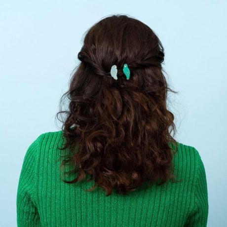 ククシュゼット 正規商品 ヘア アクセ ヘアピン 鳥 Coucou Suzette ラブバード ヘア クリップ セット ブルー×グリーン 2個セット(lovebirdsclipset)