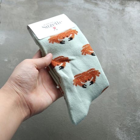 ククシュゼット 正規商品 靴下 Coucou Suzett レディース 個性的 海 フランス クルー丈 カニ ソックス Crab Socks ミント Mint
