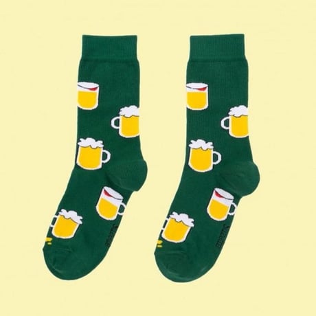 ククシュゼット 正規商品 靴下 おしゃれ 個性的 ビール フランス クルー丈 Coucou Suzette ビール柄 ソックス Beers Socks グリーン Green(beerssocks)