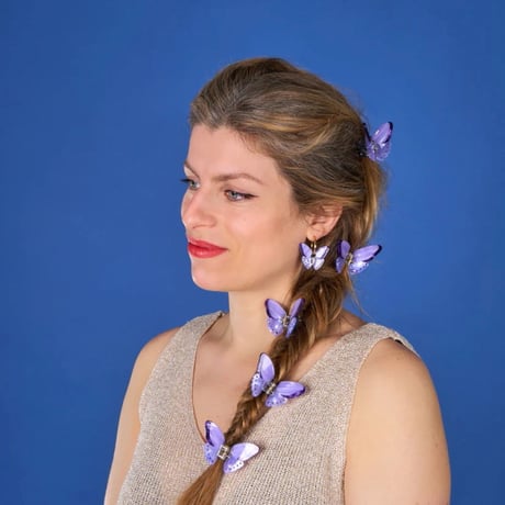 ククシュゼット 正規商品 ヘア アクセ クリップ 蝶 虫 かわいい Coucou Suzette 紫 蝶 ミニ ヘア クロー パープル(pubutterflyminiclaw)