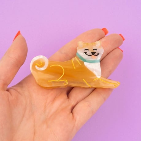 ククシュゼット 正規商品 ヘア アクセ クリップ 犬 かわいい フランス ギフト Coucou Suzette シバ ヘア クロー ライトブラウン(shibaclaw)