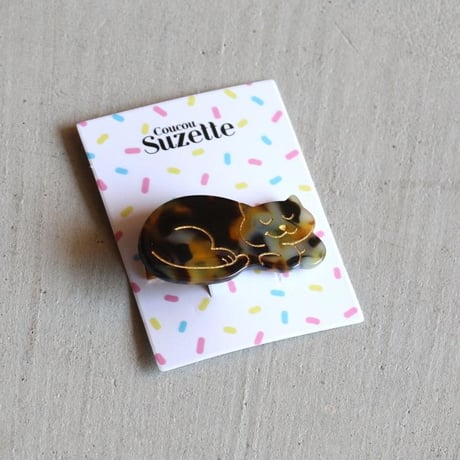 ククシュゼット 正規商品 ヘアアクセ クリップ ピン 猫 サビ猫 ヘアピン フランス Coucou Suzette トータスシェル キャット ヘア クリップ ブラウン (shellcatclip)