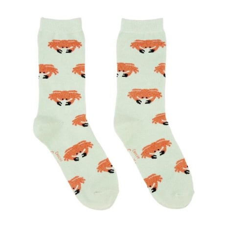 ククシュゼット 正規商品 靴下 Coucou Suzett レディース 個性的 海 フランス クルー丈 カニ ソックス Crab Socks ミント Mint