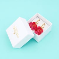ククシュゼット 正規商品 ピアス レディース 2個売り 両耳用 花 かわいい フランス ハイビスカス イヤリング ピンク (hibiscusear)