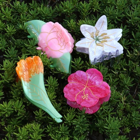 ククシュゼット 正規商品 ヘア アクセ クリップ かわいい 花 フランス Coucou Suzette ハイビスカス ヘア クロー ピンク (hibiscusclaw)