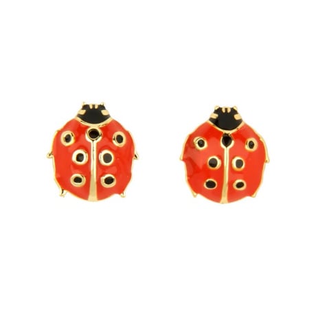 ククシュゼット 正規商品 ピアス 両耳 レディース 虫 個性的 かわいい ギフト てんとう虫 ピアス レッド×ブラック(ladybugear)