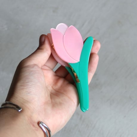 ククシュゼット 正規商品 ヘア アクセ クリップ かわいい 花 フランス Coucou Suzette チューリップ ヘア クロー ピンク(singletulipclaw)