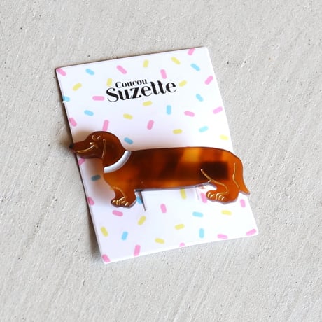 ククシュゼット 正規商品 ヘアアクセ クリップ ピン ヘアピン 犬 かわいい フランス Coucou Suzette ダックスフンド ヘア クリップ ブラウン(dachshundclip)