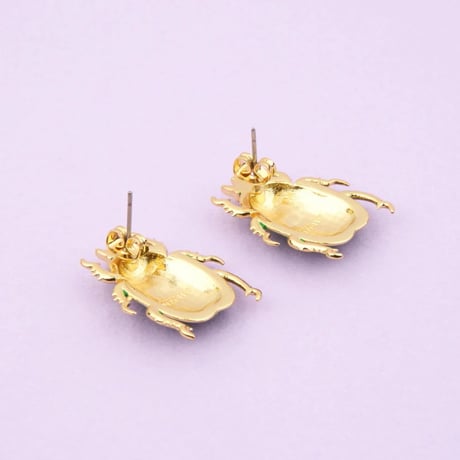 ククシュゼット 正規商品 ピアス 両耳 レディース 虫 個性的 かわいい ギフト カブトムシ ピアス グリーン ( beetleear)