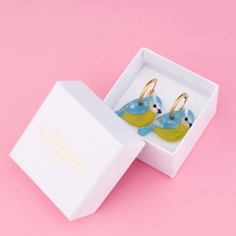 ククシュゼット 正規商品 ピアス レディース 2個売り 鳥 シジュウカラ かわいい フランス アオガラ イヤリング ブルー(bltitiear)