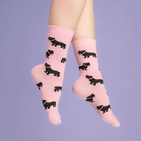 ククシュゼット 正規商品 靴下 レディース おしゃれ かわいい 犬 ギフト フランス Coucou Suzette スタッフィー ソックス Staffy Socks ピンク Pink