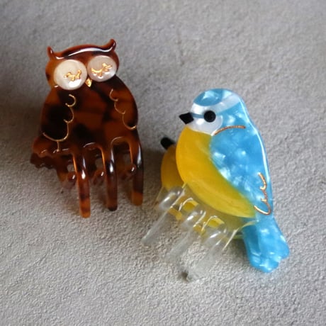 ククシュゼット 正規商品 ヘア ミニ アクセ クリップ 鳥 Coucou Suzette フクロウ ミニ ヘア クロー ブラウン (owlminiclaw)
