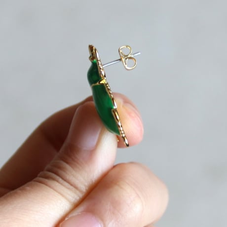ククシュゼット 正規商品 ピアス 両耳 レディース 虫 個性的 かわいい ギフト カブトムシ ピアス グリーン ( beetleear)