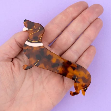 ククシュゼット 正規商品 ヘア アクセ クリップ バレッタ Coucou Suzette ダックス バレッタ ブラウン  (dachshundbarrette)