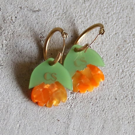ククシュゼット 正規商品 ピアス レディース 2個売り 両耳用 花 かわいい フランス キンセンカ カレンデュラ イヤリング (calendulaear)