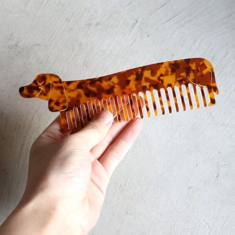 ククシュゼット 正規商品 ヘア くし ブラシ コーム かわいい フランス ギフト Coucou Suzette ダックス コーム Dachshund Comb ブラウン Brown
