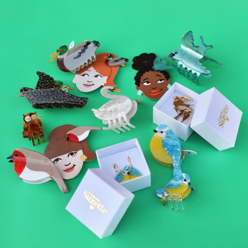 ククシュゼット 正規商品 ヘア アクセ クリップ かわいい 鳥 カモ