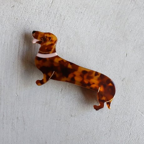 ククシュゼット 正規商品 ヘア アクセ クリップ バレッタ Coucou Suzette ダックス バレッタ ブラウン  (dachshundbarrette)