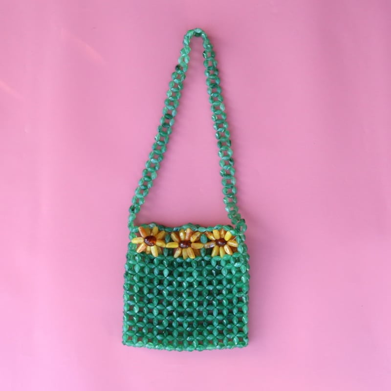 ビーズバック薔薇 ヴィンテージビーズバッグ 薔薇刺繍 - からん::アンティーク着物