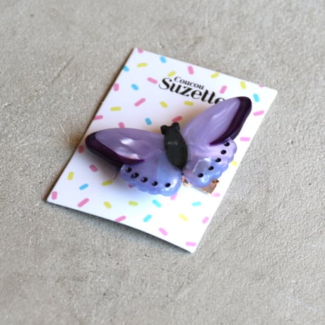 ククシュゼット 正規商品 アクセ ピン クリップ 虫 かわいい ギフト Coucou Suzette 紫色 蝶 ヘア クリップ パープル(pubutterflyclip)
