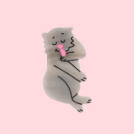 ククシュゼット 正規商品 ヘアアクセ クリップ ピン 猫 ヘアピン フランス Coucou Suzette グレー キャット ヘア クリップ グレー (grcatclip)
