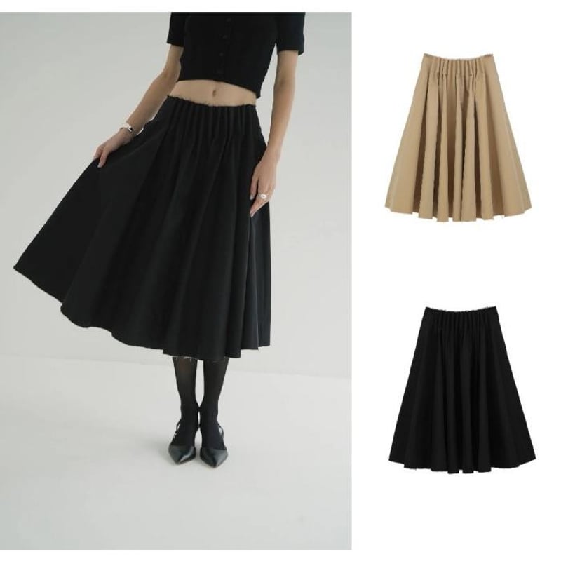 CLANE / TUCK DETAIL FLARE SKIRT / 191096042 | C