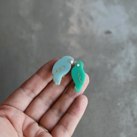 ククシュゼット 正規商品 ヘア アクセ ヘアピン 鳥 Coucou Suzette ラブバード ヘア クリップ セット ブルー×グリーン 2個セット(lovebirdsclipset)