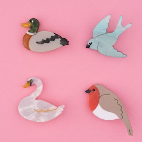 ククシュゼット 正規商品 ヘア アクセ クリップ ピン ヘアピン かわいい 鳥 フランス Coucou Suzette 白鳥 ハクチョウ ヘア クリップ ホワイト(swanclip)