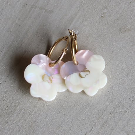 ククシュゼット 正規商品 ピアス レディース 両耳用 花 かわいい フランス ピンク パンジー イヤリング ピンク ( pipansyear)