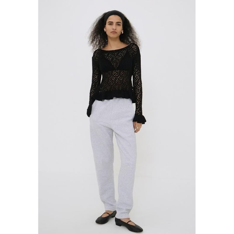 CLANE / BOAT NECK CROCHET KNIT TOPS / 18106201