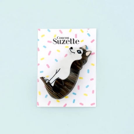 ククシュゼット 正規商品 ヘアアクセ クリップ ピン ヘアピン 犬 フランス Coucou Suzette  ハスキー ヘア クリップ グレー(huskyclip)
