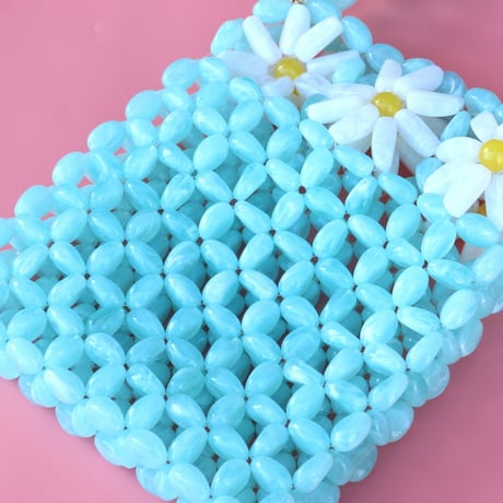 ククシュゼット 正規商品 ビーズ バッグ ショルダー かわいい 花 Coucou Suzette デイジー ビーズ バッグ Daisy Beaded Bag ブルー Blue