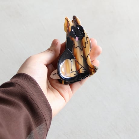 ククシュゼット 正規商品 ヘア アクセ クリップ 犬 ジャーマンシェパード ヘア クロー ブラウン (geshepherdclaw)
