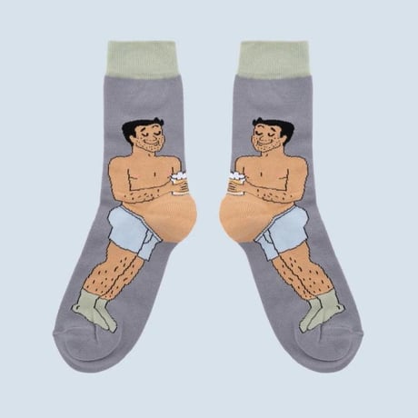 ククシュゼット 正規商品 靴下 おしゃれ フランス クルー丈 Coucou Suzette 黒人 ビール腹 ソックス Black Beer Belly Socks (bkbeerbellysocks)