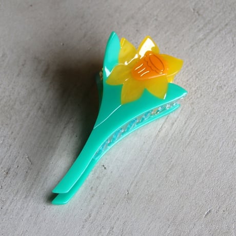 ククシュゼット 正規商品 ヘア アクセ クリップ かわいい 花 フランス ギフト Coucou Suzette 水仙 ヘア クロー イエロー (daffodilclaw)