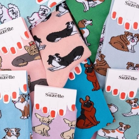 ククシュゼット 正規商品 靴下 レディース おしゃれ かわいい 犬 フランス クルー丈 Coucou Suzette ヨークシャ テリア ソックス Yorkshire Socks ピンク PInk