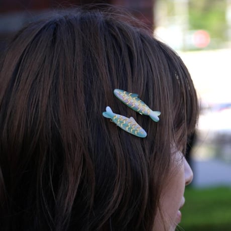 ククシュゼット 正規商品 ヘア アクセ ピン かわいい 海 魚 フランス Coucou Suzette イワシ クリップ セット(sardinesclip)