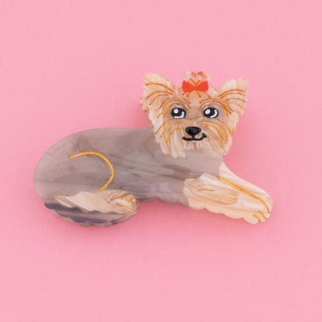 ククシュゼット 正規商品 ヘア アクセ クリップ 犬 Coucou Suzette ヨークシャテリア ヘア クロー  ベージュ×グレー(yorkshireclaw)